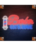 Neón Flex Barber Cut & Shave, Rótulo Metacrilato